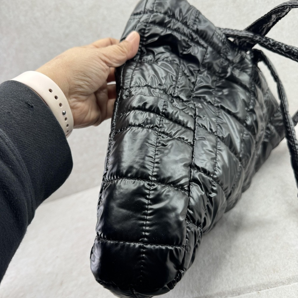 CIDER Tote Womens Large Black Quilted Nylon Lined Lightweight Shoulder Bag - Picture 5 of 10
